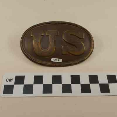 Brass "US" cartridge box plate