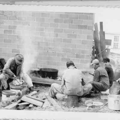 butchering day at the James Milton farm - Thanksgiving Day, 1951