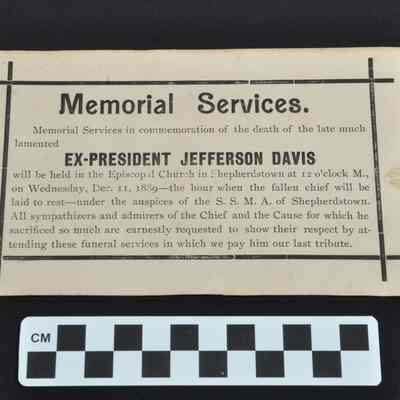 Jefferson Davis memorial service announcement