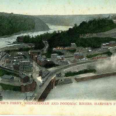 Town of Harper's Ferry, Shenandoah and Potomac Rivers. Harper's Ferry, W. VA.