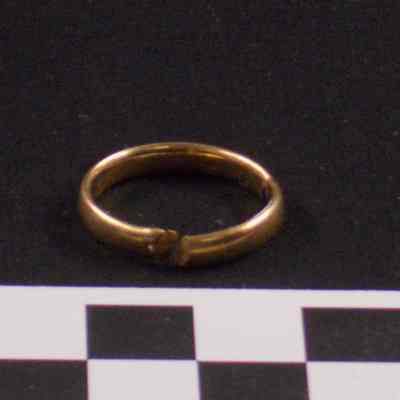 Closeup of cut wedding ring