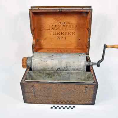 Wood and tin ice cream maker