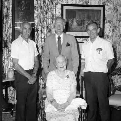 Mrs. Todd, Shirley Hunt, and fire company personnel
