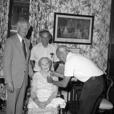 Mrs. Todd, Shirley Hunt, and fire company personnel