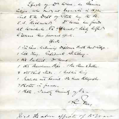 Inventory of Nimrod Ware's belongings