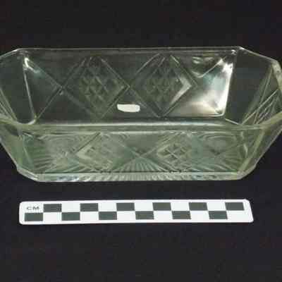 Clear pressed glass relish dish