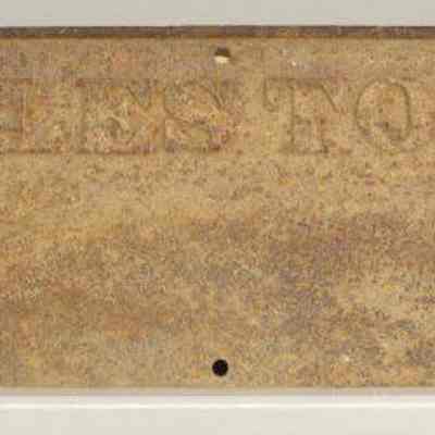 Cast iron road sign or traffic sign, embossed with "CHARLES TOWN"