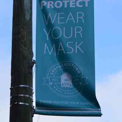 COVID-19 pandemic signs along East German Street in Shepherdstown