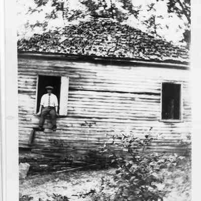 Frank Hill in window of Old Furnace Church - 1925 or 1926