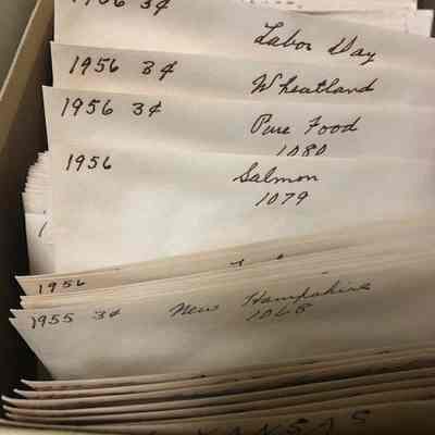 Labeled stamps in envelopes