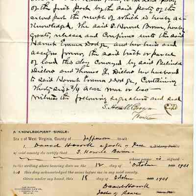 Deed between S. Howell Brown and Harriet Dodge, 1901