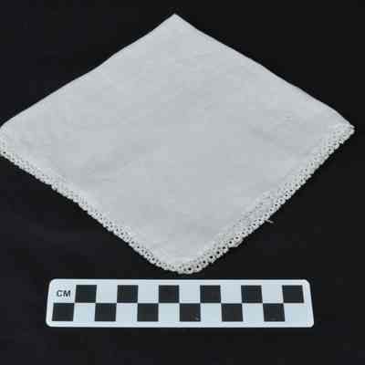Linen handkerchief with tatting around edge