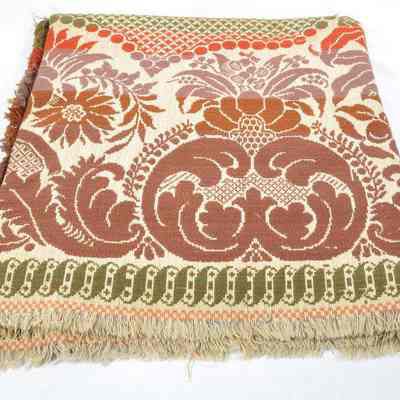 Thick Jacquard woven wool coverlet