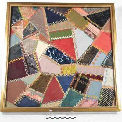Framed crazy quilt stitch sampler