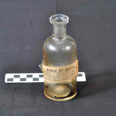 Pharmacy bottle with paper label "SYRUP OF SQUILL"