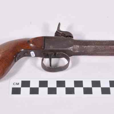 Single shot percussion pistol known as a boot pistol