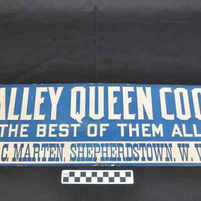 Paperboard sign advertising Valley Queen Cook