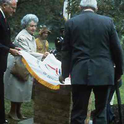 John Wilson, Charles Freeland, Audrey Eagle, John Marsh unveil marker