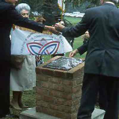 John Wilson, Charles Freeland, Audrey Eagle, John Marsh unveil marker