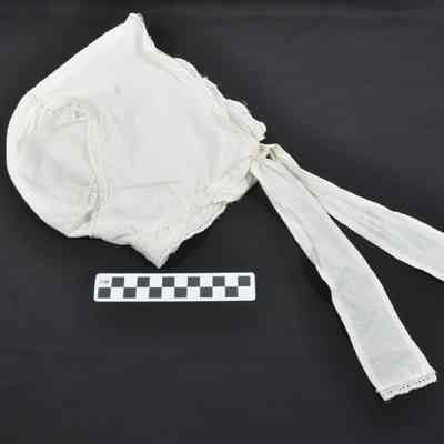 White cotton cap with lace trim