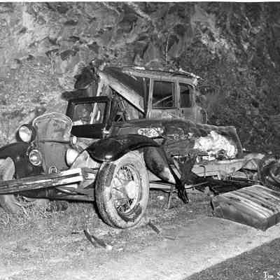 Car after accident with truck