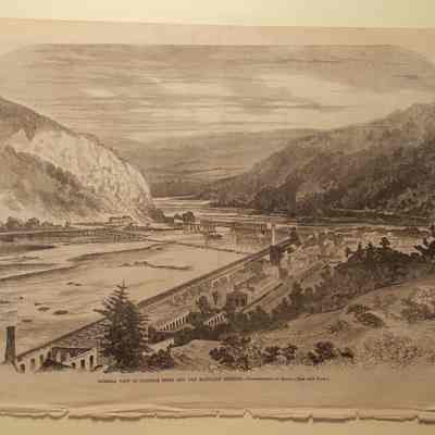 General View of Harper's Ferry and the Maryland Heights.-- Photographed by Brady