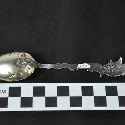 Silver gilt teaspoon with initials LVK on the back