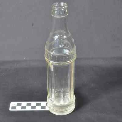 Clear glass beverage bottle
