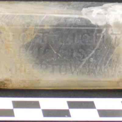 Clear glass rectangular pharmacy bottle