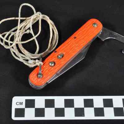 Orange handled survival knife