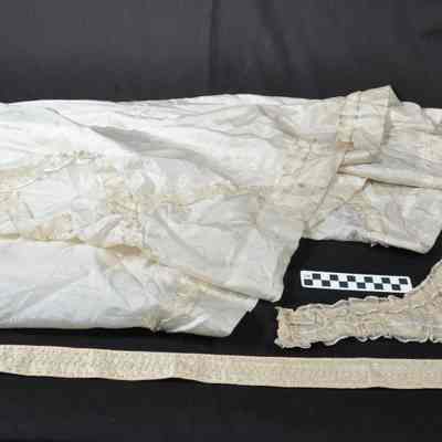 Handmade, cream wedding dress - skirt hemline, belt and neck piece