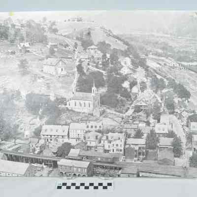 Gray-tone photograph of Harpers Ferry