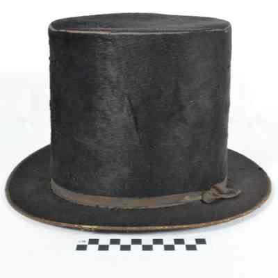 Black beaver top hat or stove-pipe hat