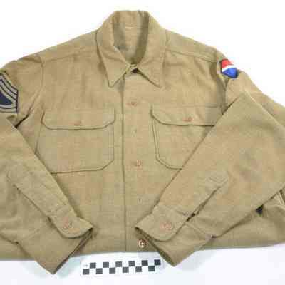 World War II olive drab long sleeved winter shirt
