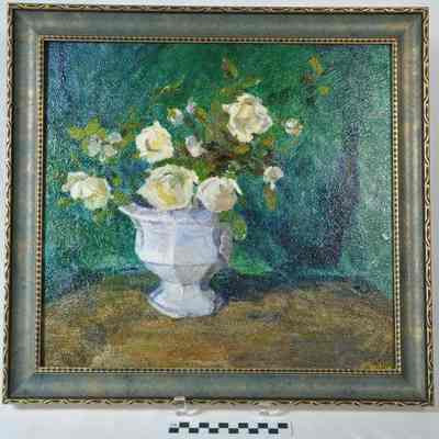 Still life of white roses by Patty Willis