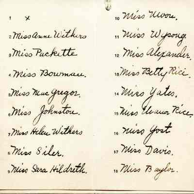 inside of St. Hilda's dance card