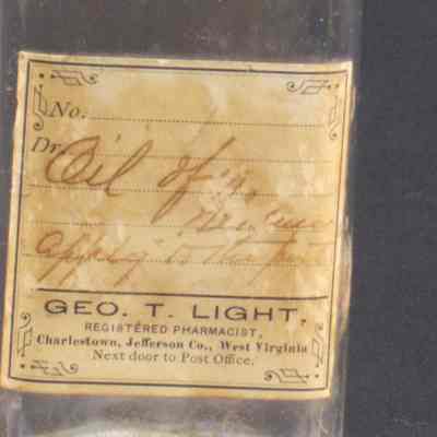 Clear glass pharmacy bottle label