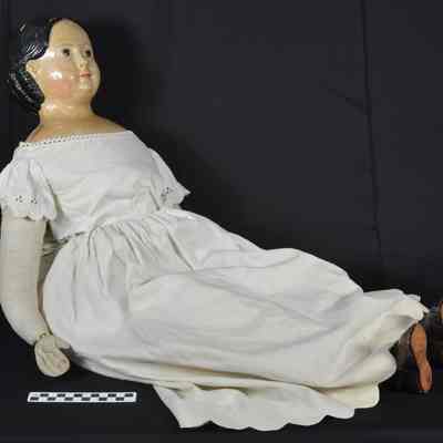 Victorian doll with papier-mache head
