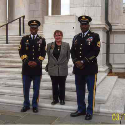 Kerstin Budlong with U.S. Army soldiers at Frank Buckles funeral