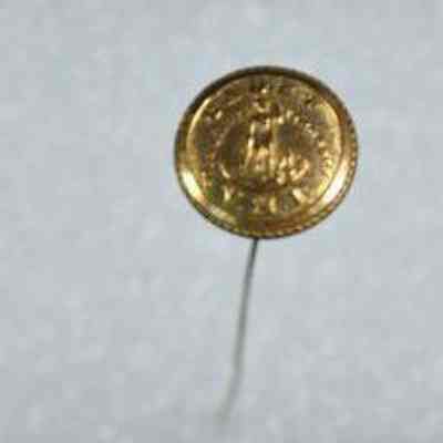 Virginia Military Institute cadet uniform button made into a hat pin