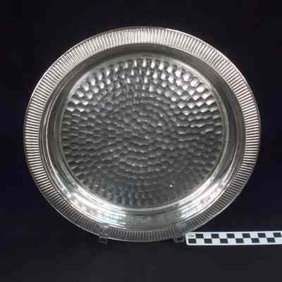 Silver plate, round communion service tray