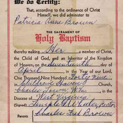 Baptismal Certificate