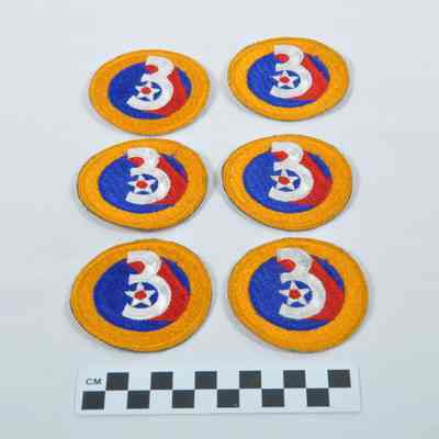 Six World War II Third Air Force shoulder patches
