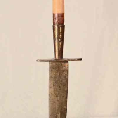 John Brown pike number 82 attached to an ash pole - close up