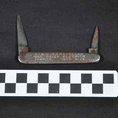 Pocket knife advertising Marsteller business in Charles Town