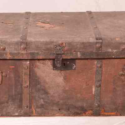 Leather and wood trunk