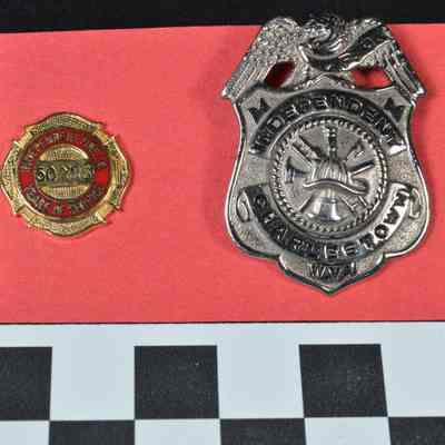 Independent Fire Co. 50 year pin on the left