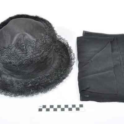 Black silk mourning suit - hat and veil