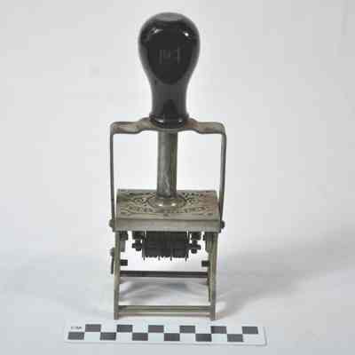 Standard date stamp with wooden knob handle