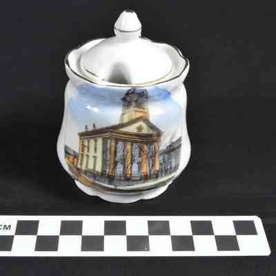 Small china condiment jar and lid
